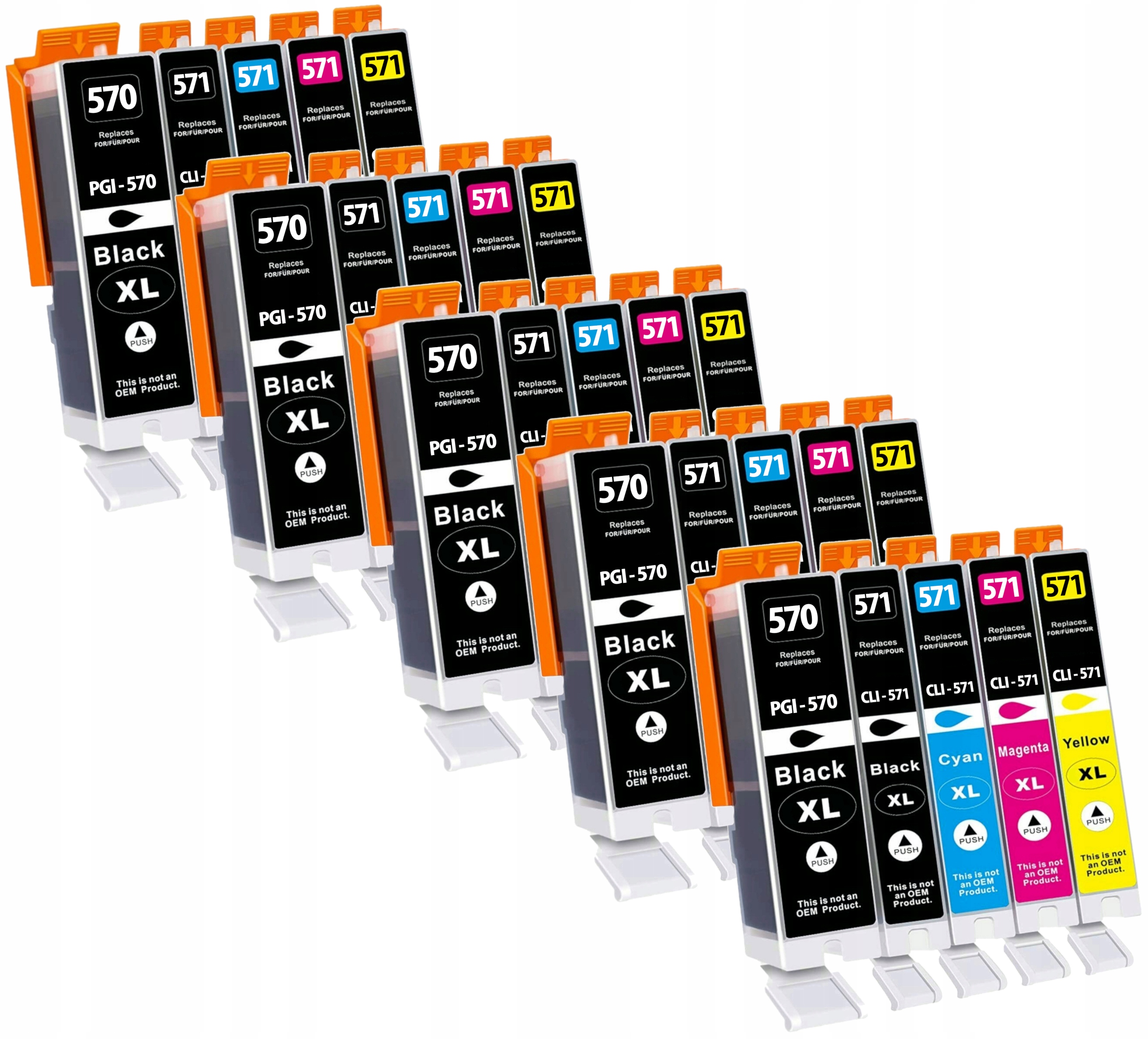 4INK atramentový atrament-PGI-570-PGI570-CLI-571-MG-5750-6850-7750 pre Canon čierna (čierna), červená (purpurová), modrá (azúrová), žltá (žltá)